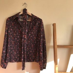 Vintage Sheer Blouse With Animal Detail